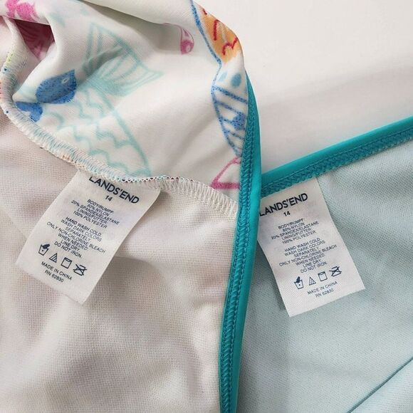 3 GIRLS Swimsuits - Size 14/14+/14+ Op, Lands' end - Turquoise - Picture 13 of 14